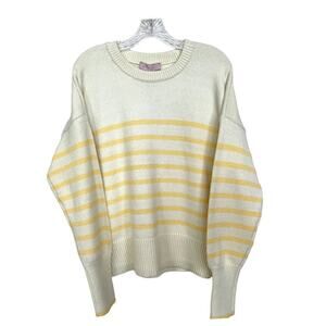 NEW Philosophy Ivory Crew Neck Sweater with Yellow Stripes Philosophy XL
